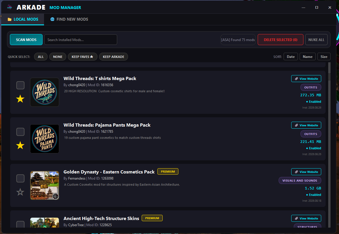 ARKADE Mod Manager screenshot
